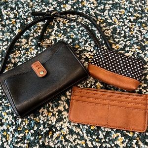 Black Purse with Wallet and Zippered Pouch